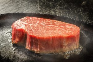 high-quality Japanese beef steak sizzl